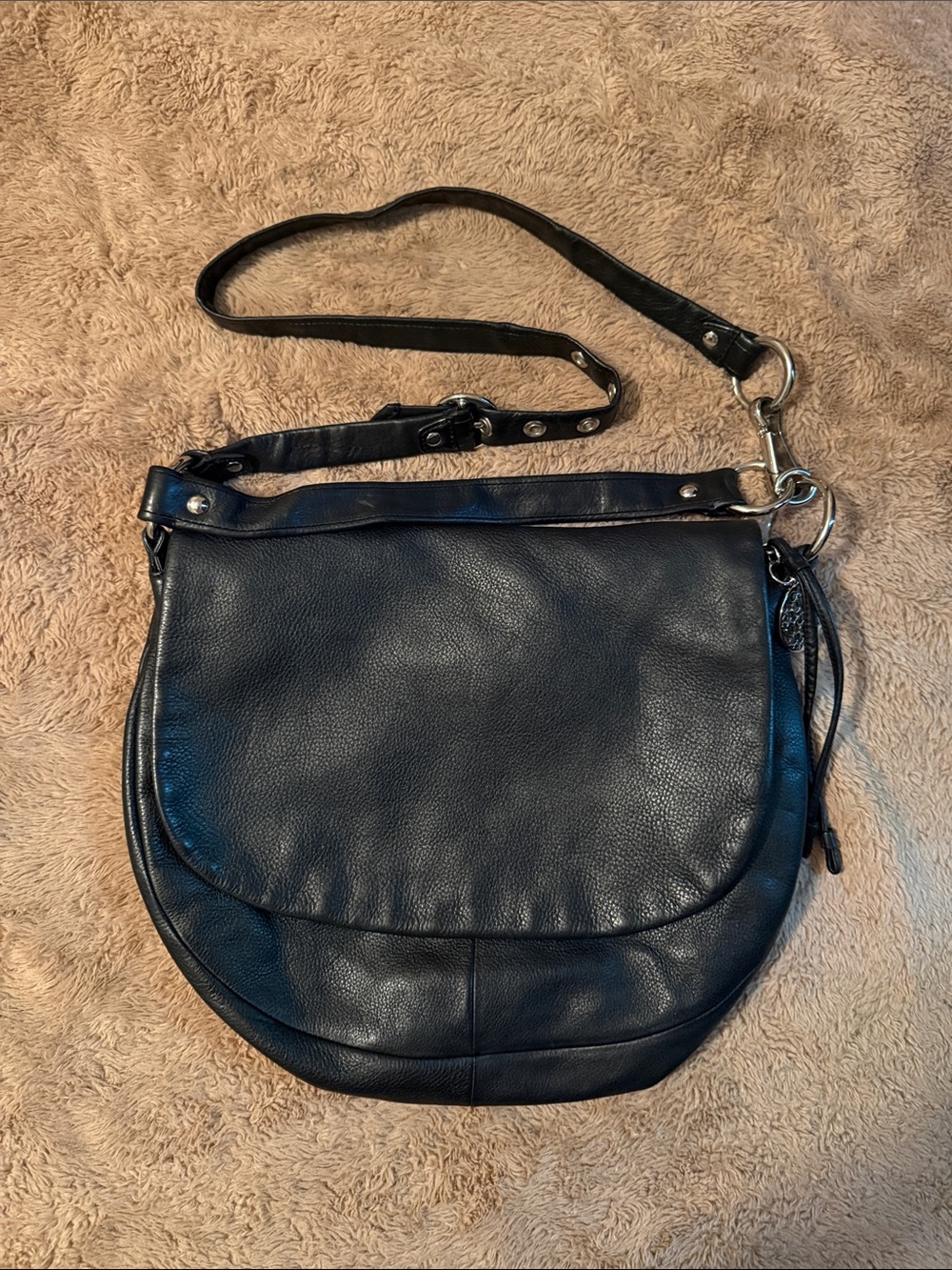 Coach Black Leather Crossbody Saddle Bag